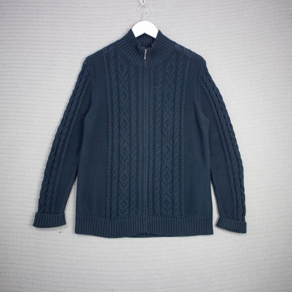 2000's L.L. Bean Cable Knit Zip Up Cardigan - Picture 1 of 8